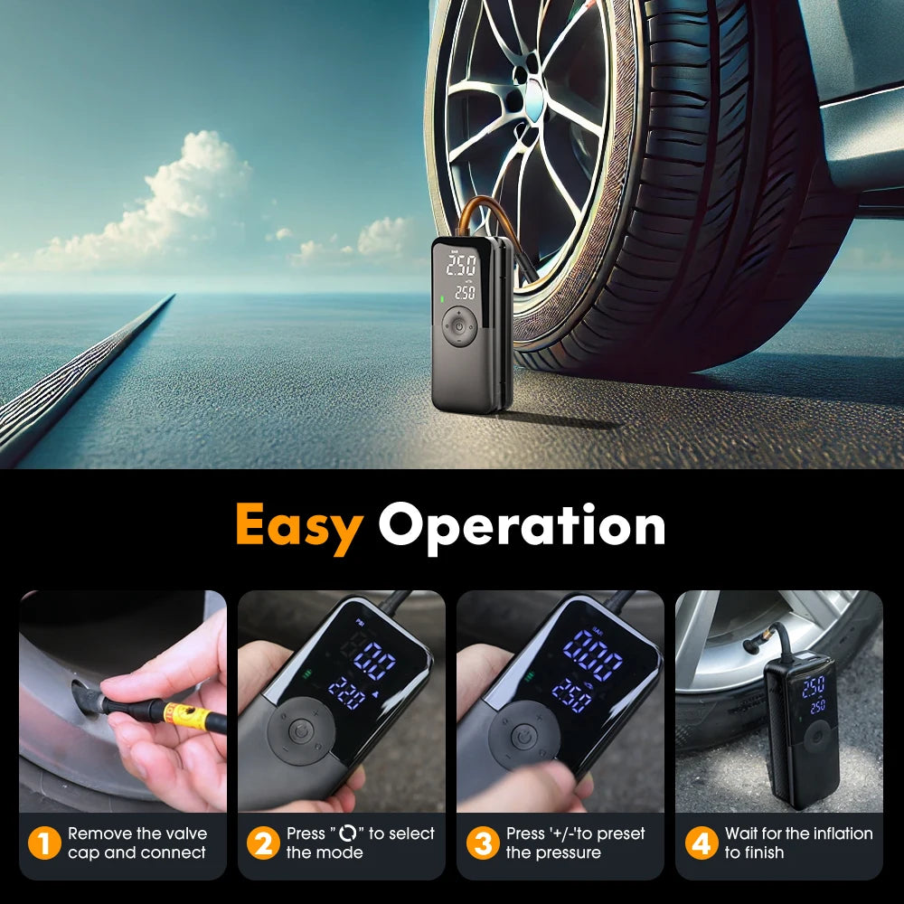 CARSUN Rechargeable Inflator Portable Compressor Digital .