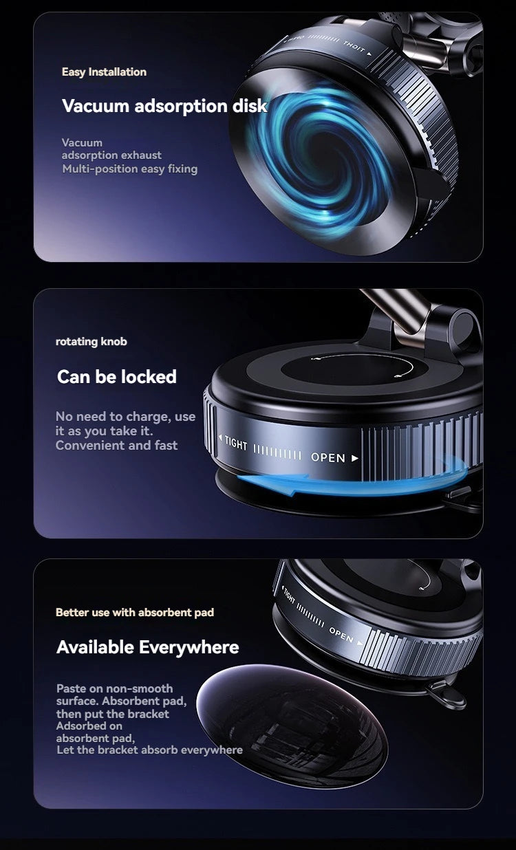 Car Mount Vacuum Magnetic Holder Strong Suction Stand .