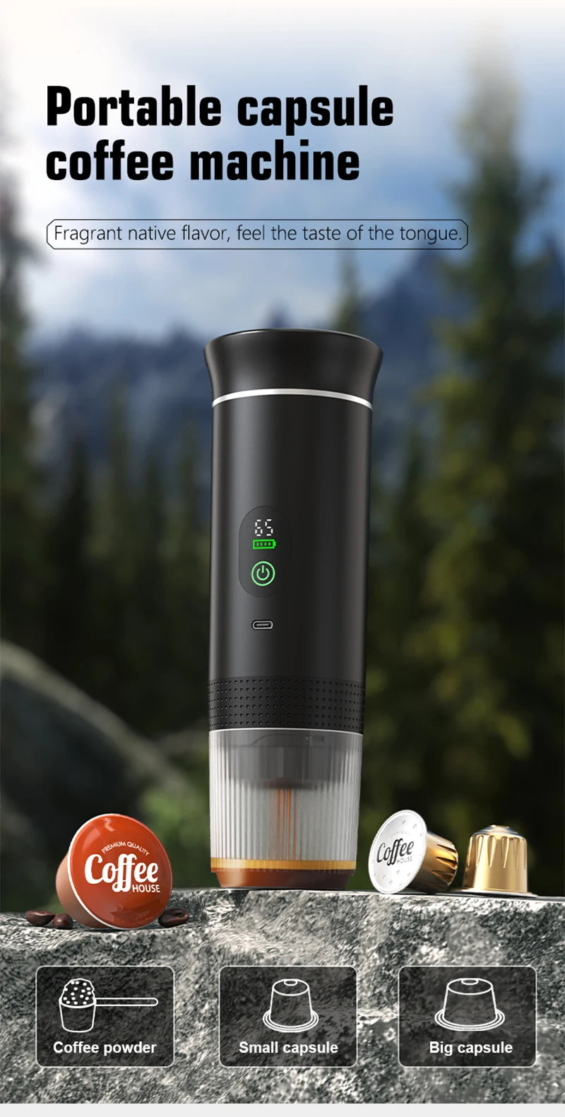 DENOKIN 3-in-1 Portable Espresso Machine