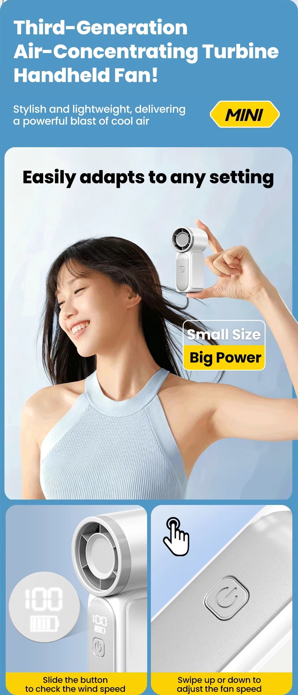 Compact Digital Portable Cooling Mini Fan