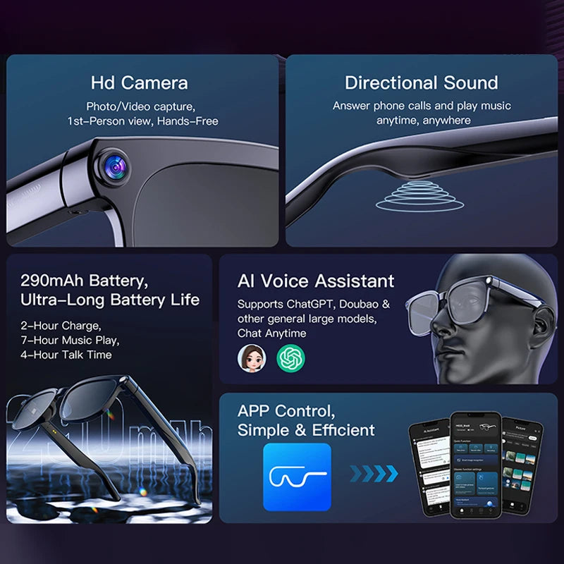 New HD AI Smart Glasses , HD Camera , AI Translation , Sunglasses . Men & Women