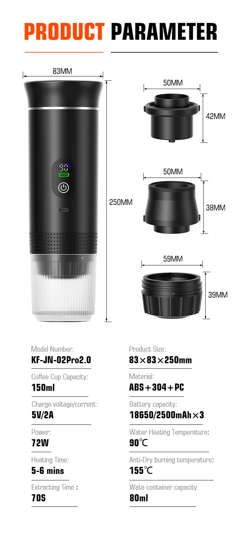 DENOKIN 3-in-1 Portable Espresso Machine