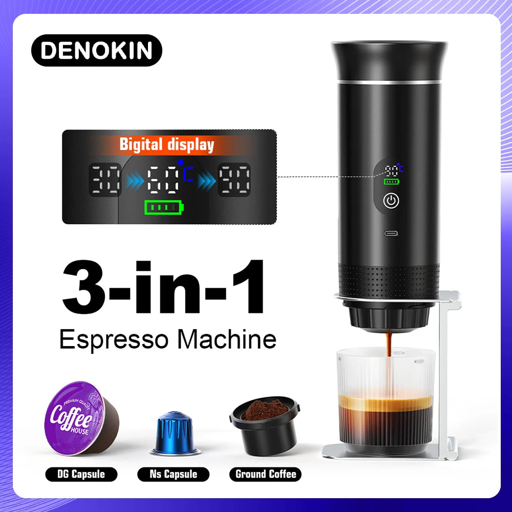 DENOKIN 3-in-1 Portable Espresso Machine