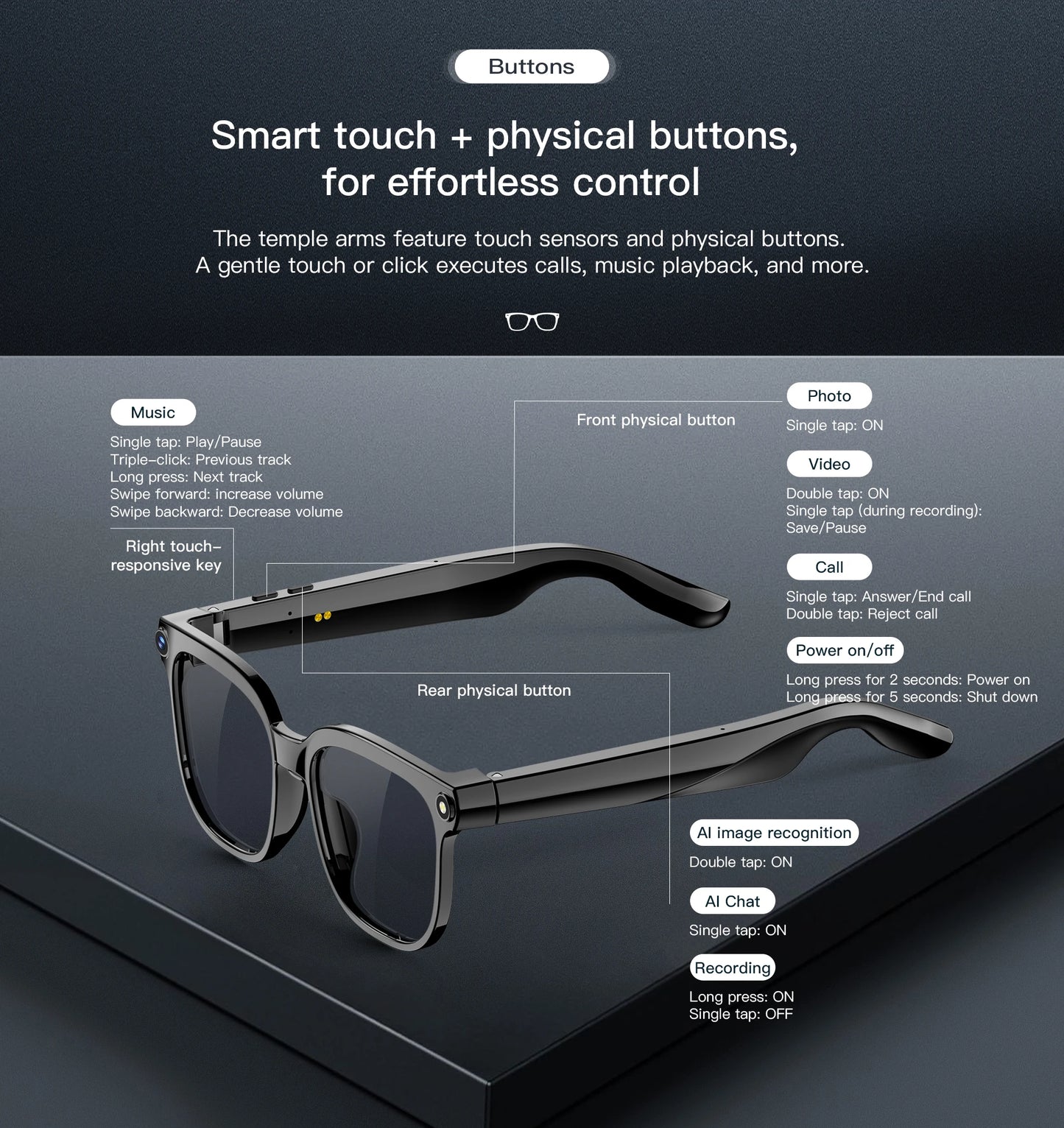 New HD AI Smart Glasses , HD Camera , AI Translation , Sunglasses . Men & Women